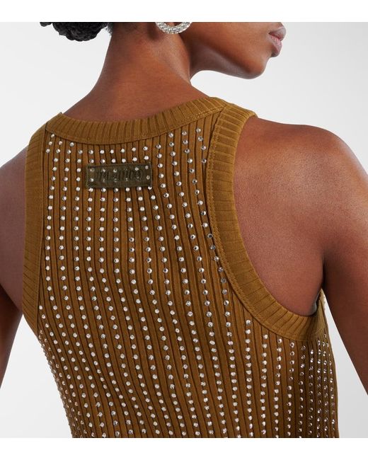 The Attico Brown Minikleid Aus Baumwoll-Jersey Mit Kristallen