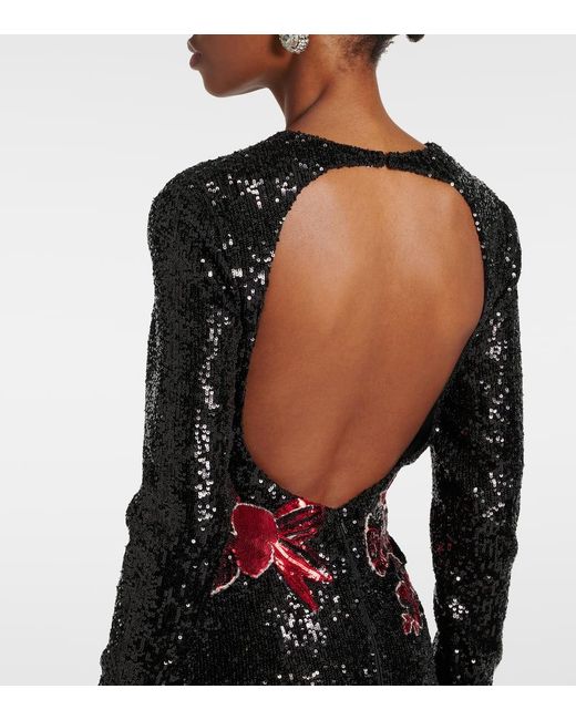 Elie Saab Black Embroidered Sequined Gown