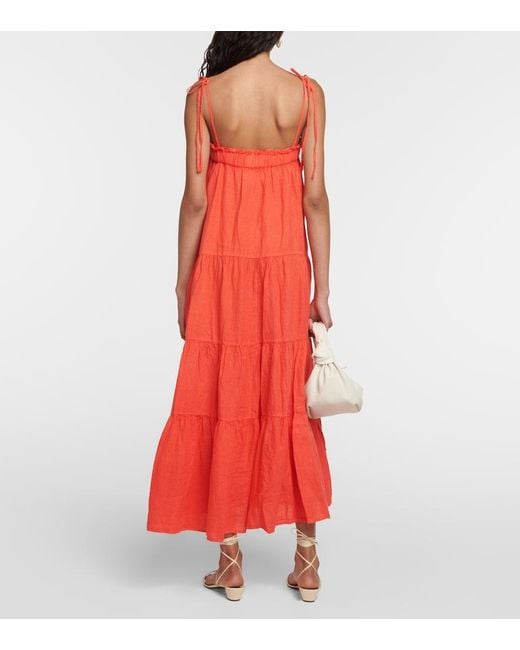 Velvet Charlie Tiered Linen Maxi Dress