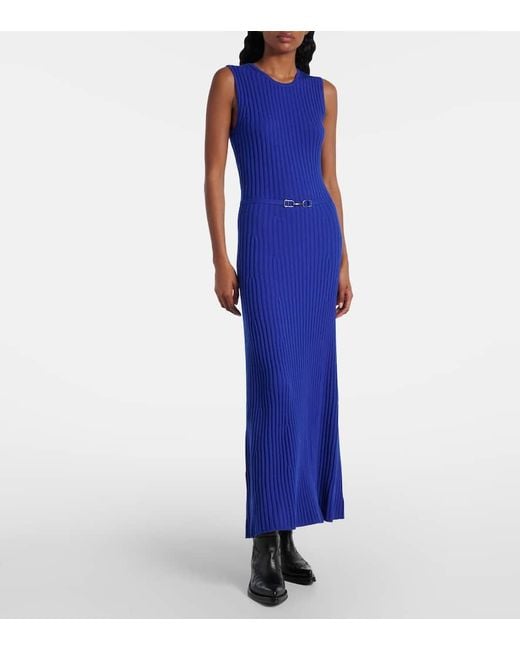 Gabriela Hearst Blue Meier Wool And Cashmere Midi Dress