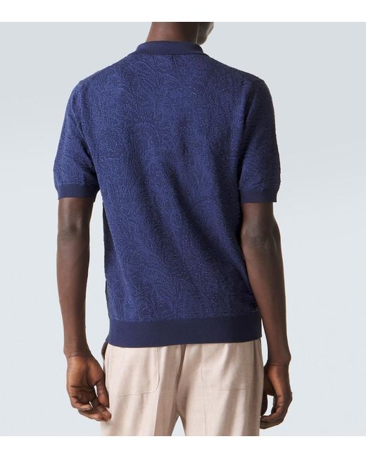Etro Blue Cotton Polo Shirt for men