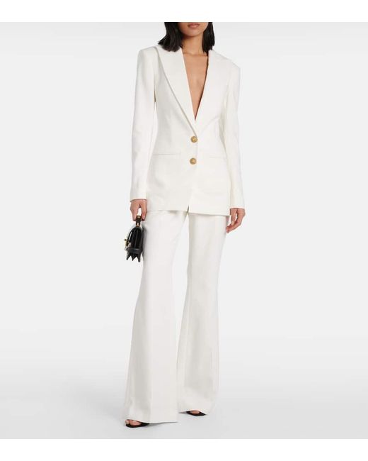 Blazer En Crêpe 2-Button À Simple Boutonnage Balmain en coloris White