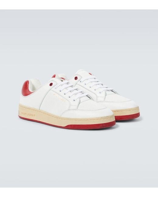Saint Laurent Sl61 Sneakers Aus Leder Mit Perforationen Und Logo-prints in White für Herren
