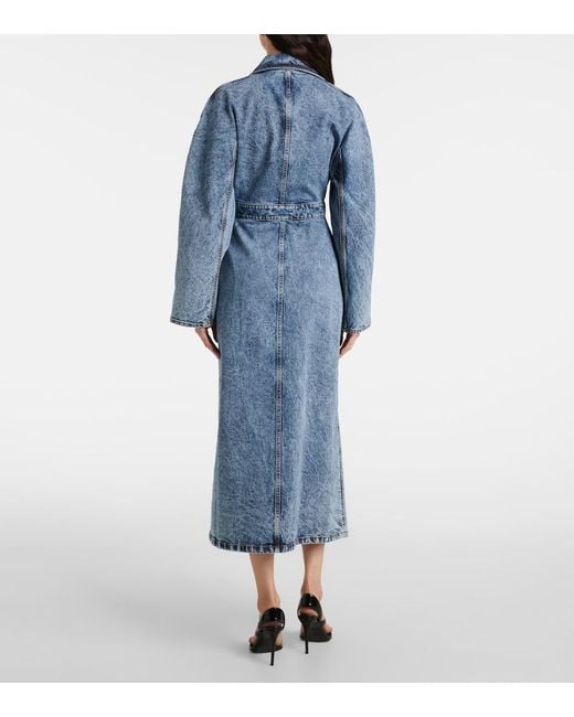 Alaïa Blue Alaã¯A Long Denim Spiral Trench