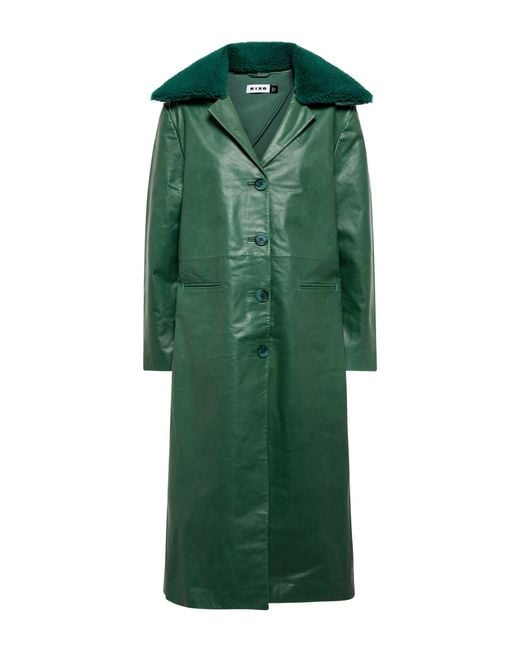 Rixo Green Lindsey Leather Coat