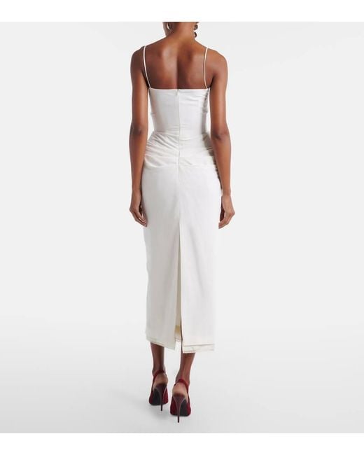 Magda Butrym White Lace-Trimmed Silk Corset Dress