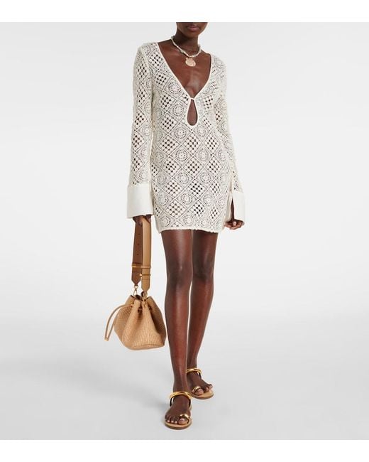 Sir White Rayure Crochet Cotton Minidress