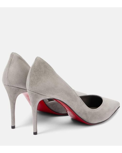 Christian Louboutin Gray Irizia 85 Suede Pumps