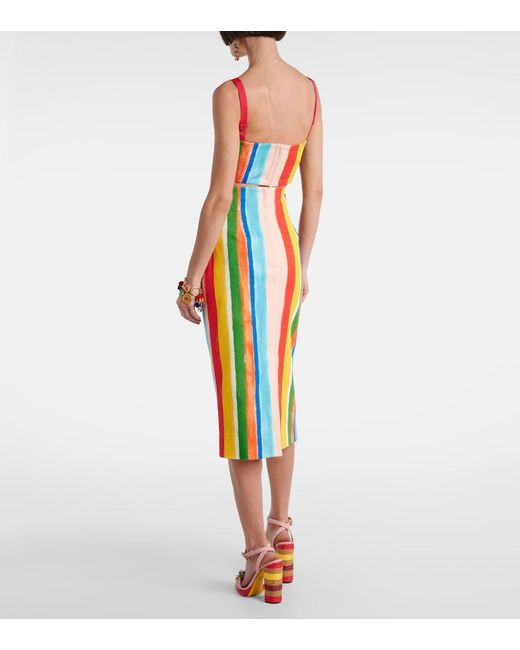 Dolce & Gabbana Blue Striped Cotton-Blend Pencil Skirt