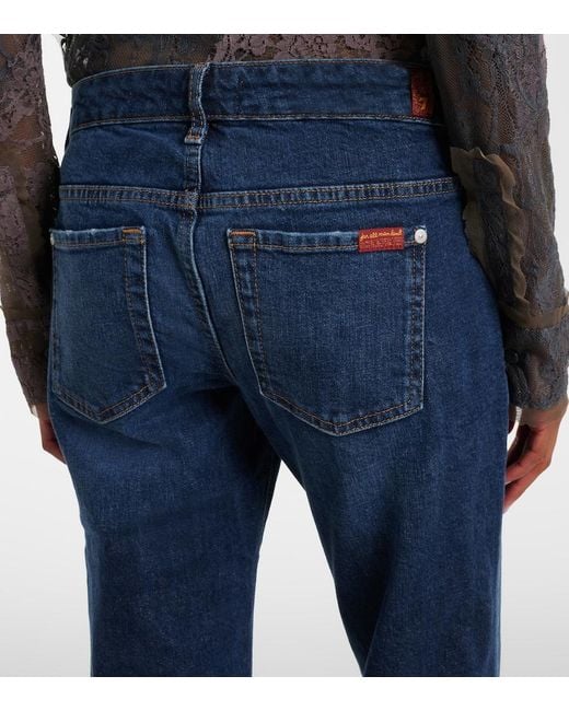 7 For All Mankind Blue Low-Rise Flared Jeans