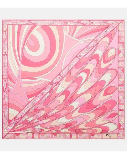 Emilio Pucci Pink Onde Iride Silk Twill Scarf