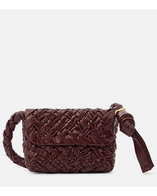 Bottega Veneta Brown Kalimero Citta Small Leather Shoulder Bag