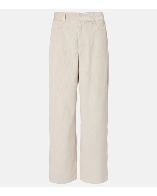 Max Mara Natural Eneide Cotton Corduroy Wide-Leg Pants