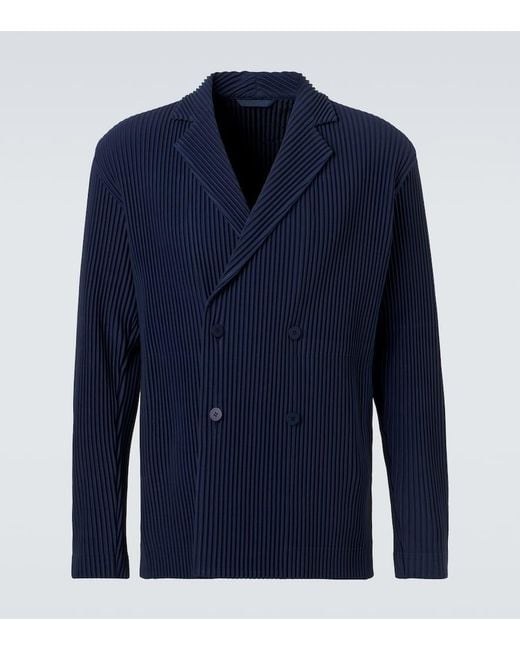 Homme Plissé Issey Miyake Blue Tailored Pleats 1 Double-Breasted Blazer for men