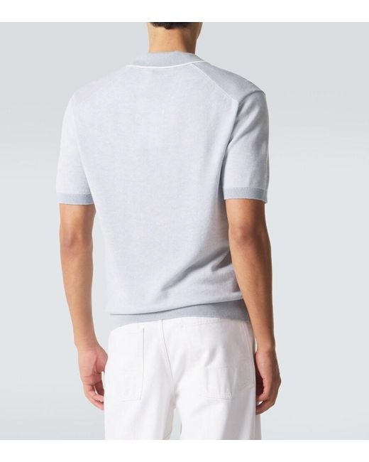Orlebar Brown Blue Horton Cotton And Wool Pique Polo Shirt for men