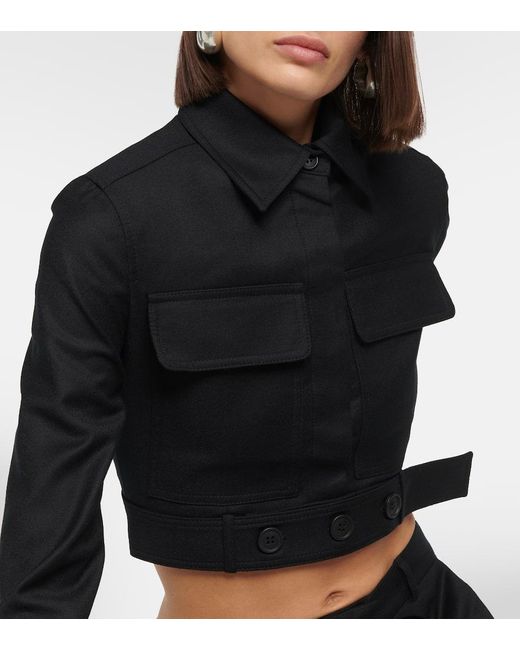 AYA MUSE Black Myca Cropped Wool Jacket