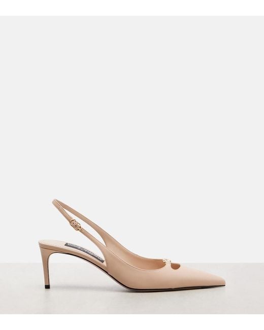 Dolce & Gabbana Pink Lollo Dg Leather Slingback Pumps