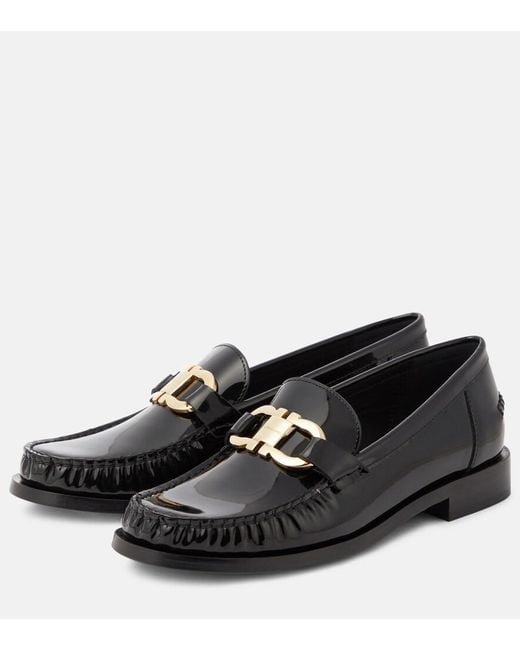 Ferragamo Black Maryan Leather Loafers