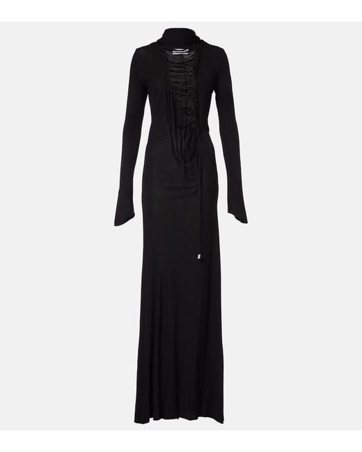 The Attico Black Cutout Crepe Maxi Dress