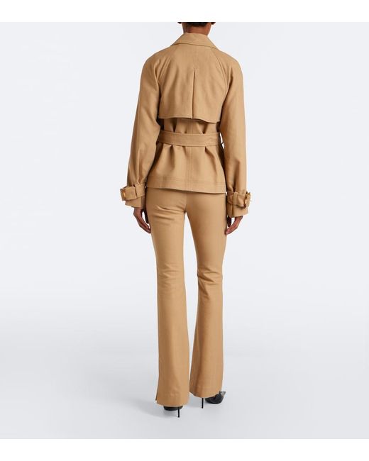 Veronica Beard Natural Corbette Twill Flared Pants