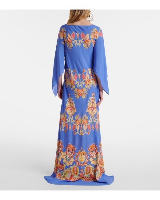 Etro Blue Bedrucktes Maxikleid