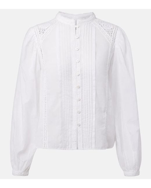 Isabel Marant White Greicy Open-Knit Cotton Blouse