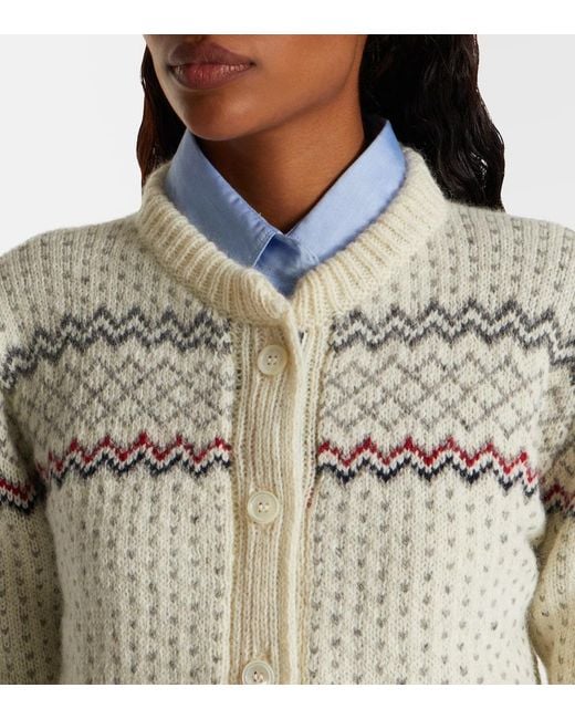 Thom Browne White Fair Isle Wool And Mohair Cardigan