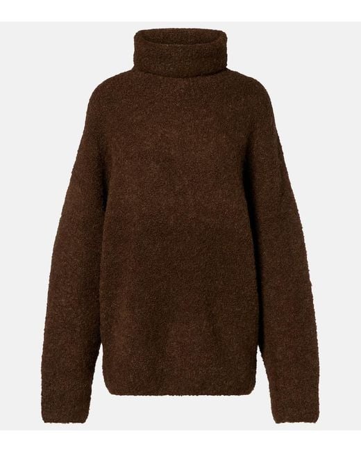 Totême Brown Alpaca And Wool-Blend Boucle Turtleneck Sweater
