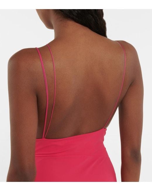 Nensi Dojaka Pink Cutout Ruched Minidress