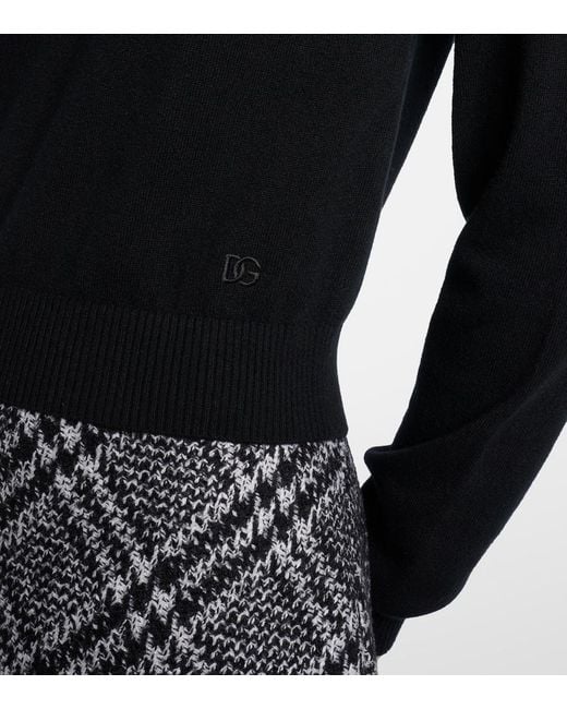 Dolce & Gabbana Black Cashmere Polo Sweater