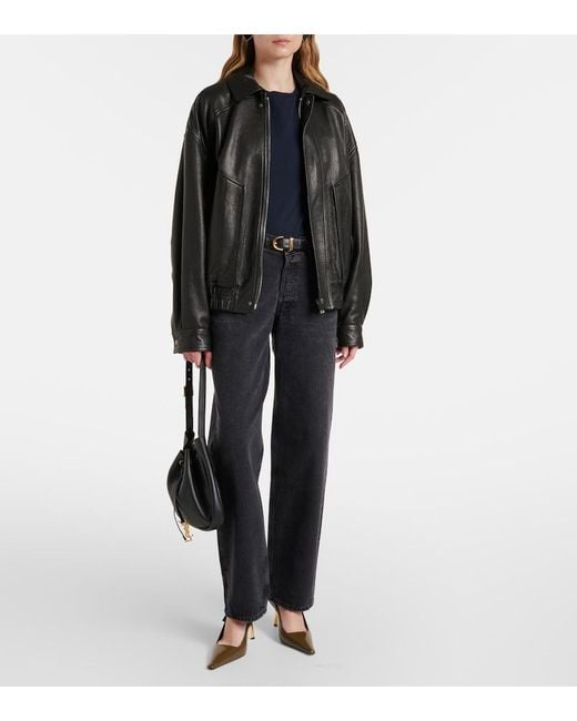 Agolde Blue V-Waist Baggy High-Rise Wide-Leg Jeans