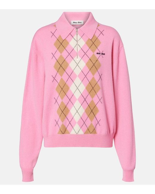 Polo Argyle De Cachemir Miu Miu de color Pink