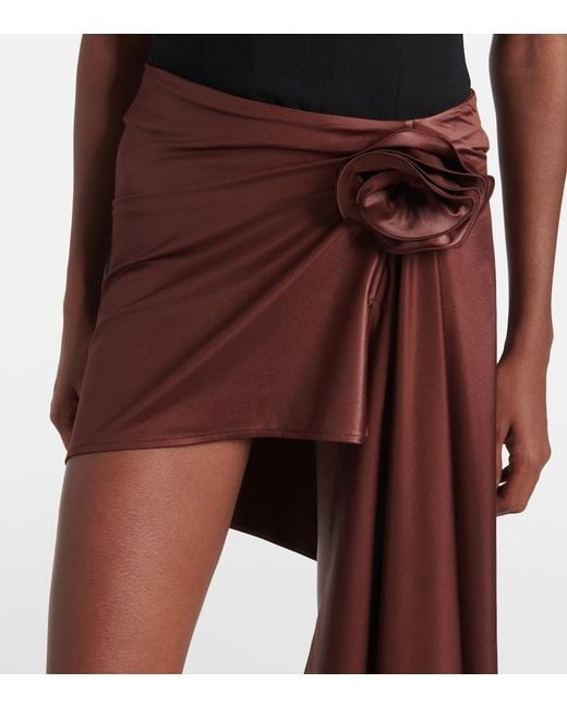 Magda Butrym Red Floral-Applique Satin Miniskirt