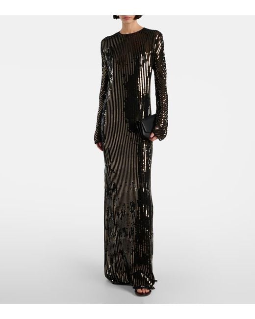 Robe Longue En Soie A Sequins Johanna Ortiz en coloris Black