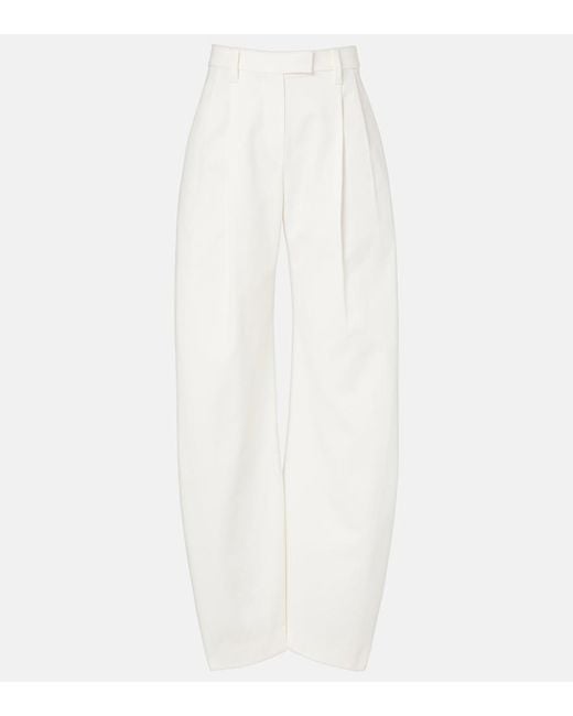 Brunello Cucinelli White Cotton Barrel-Leg Pants