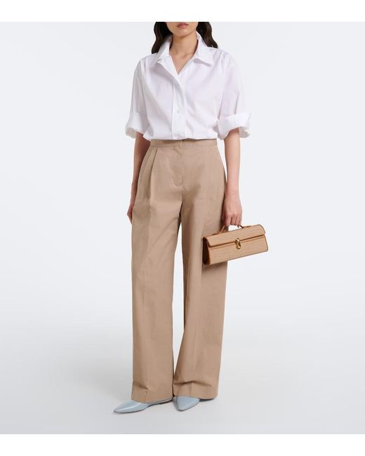 SAVETTE Brown Symmetry Slim Medium Canvas Top-Handle Bag