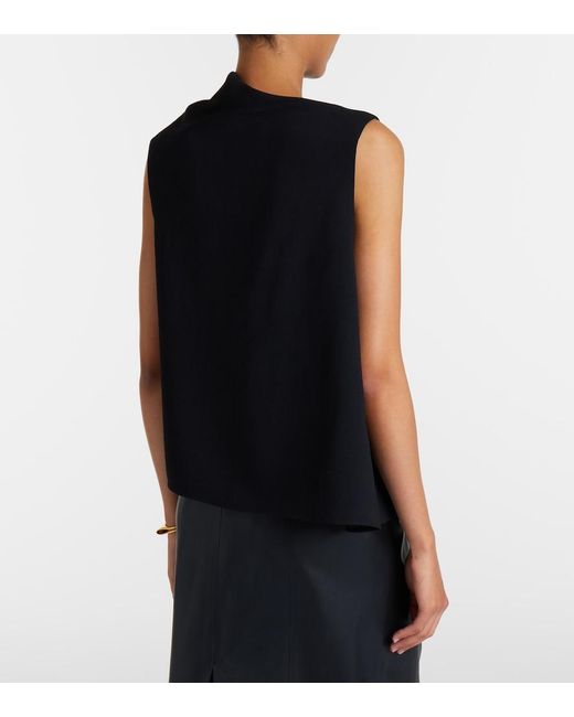 Vince Black Draped Asymmetric Crepe Top