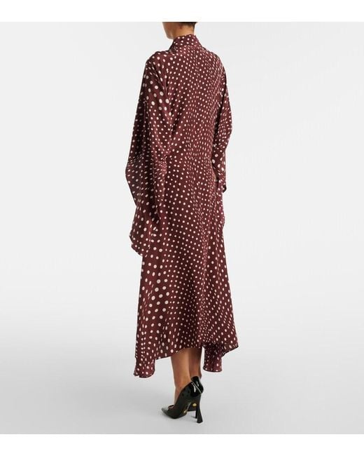 Stella McCartney Red Polka-Dot Tie-Neck Silk Midi Dress