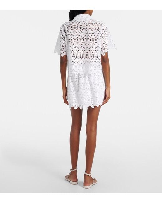 FRAME White The Deco Eyelet Cotton Shirt
