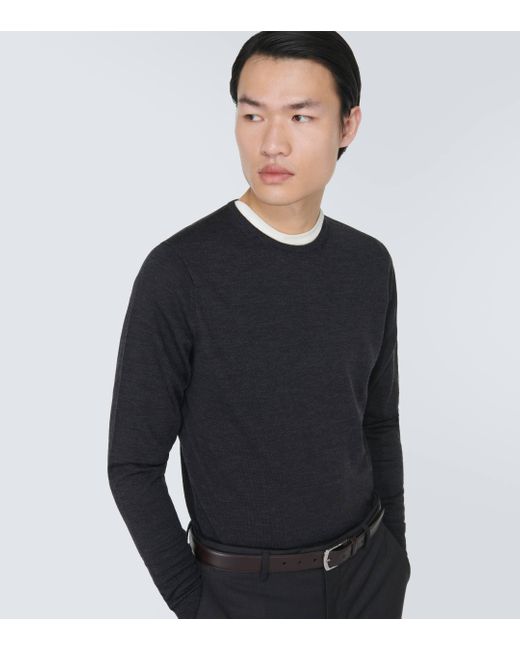 Sunspel Black Wool Sweater for men