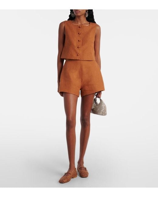 Posse Brown Perri Linen Shorts
