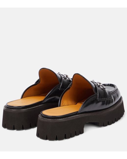 Gucci Black Horsebit Leather Slippers