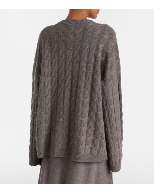 Lisa Yang Brown Seymour Cable-Knit Cashmere Sweater