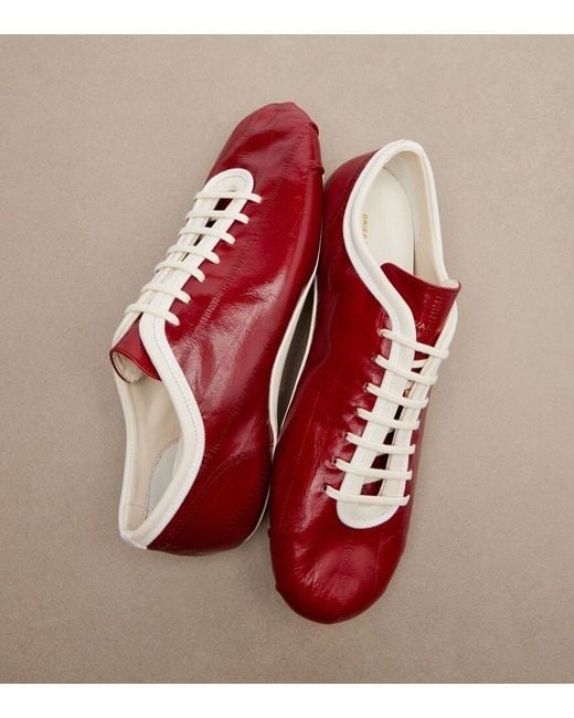 Dries Van Noten Red Leather Sneakers