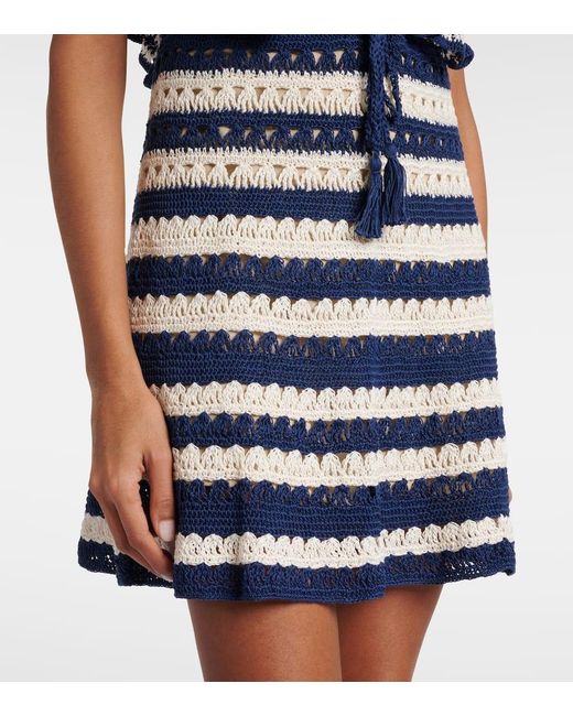Anna Kosturova Blue Farrah Crochet Cotton Minidress