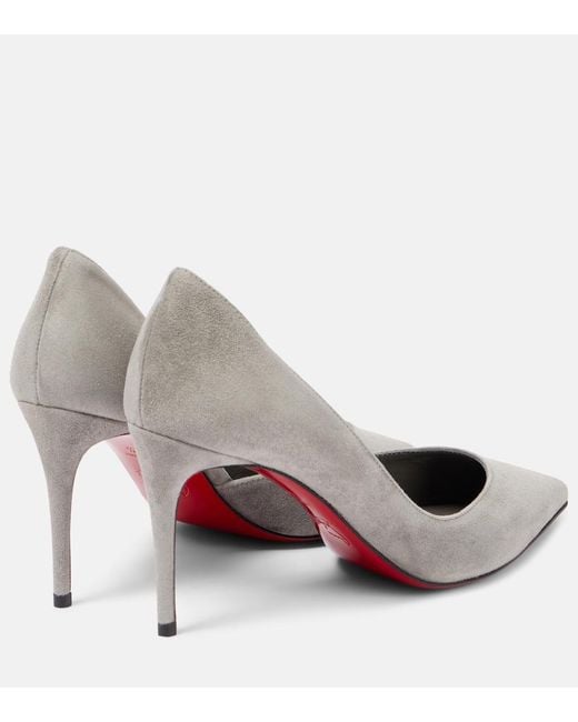 Christian Louboutin Gray Irizia 85 Suede Pumps