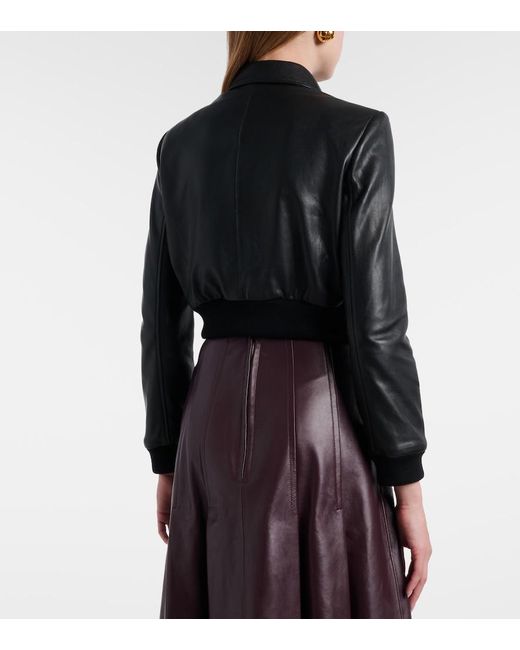 Dorothee Schumacher Black Sleek Statement Cropped Leather Blouson Jacket