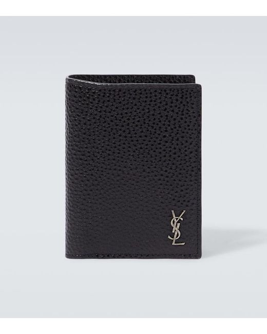 Saint Laurent Black Tiny Cassandre Leather Wallet for men