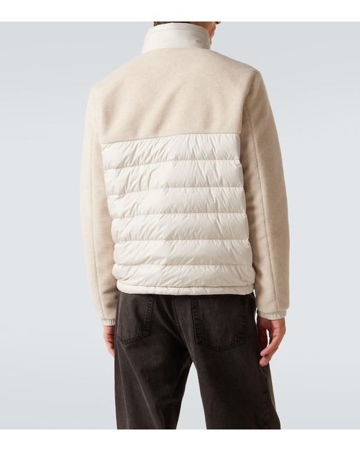 Moncler White Mistral Fleece-Paneled Down Jacket for men