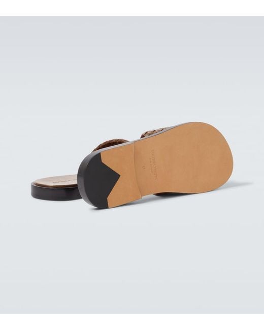 Bottega Veneta Brown Elio Intrecciato Leather Slides for men